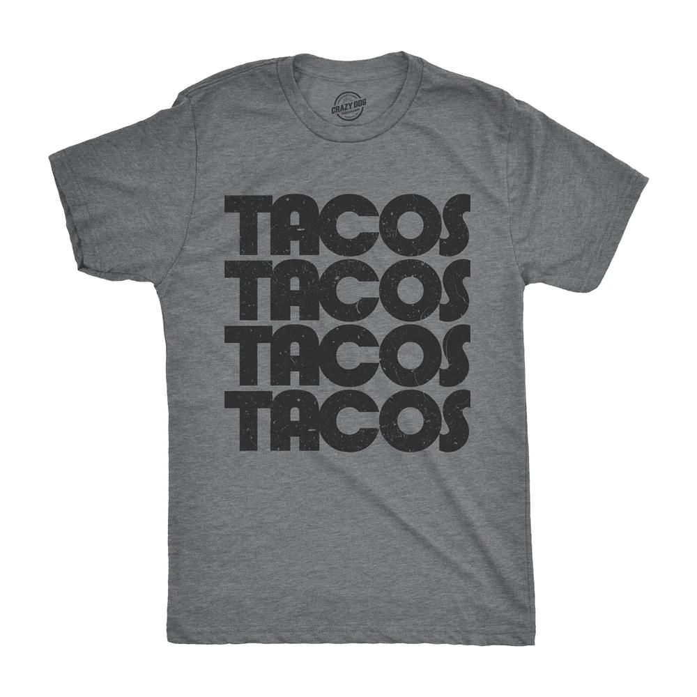 Mens Tacos Tacos Tacos T Shirt Funny Retro Tee for Guys XXL
