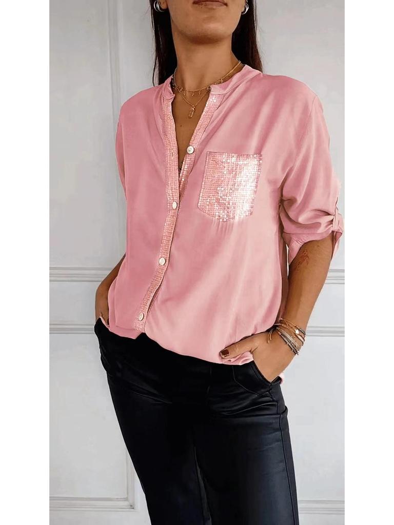 2024 Cross-Border Sequin Fashion Women's Slim Fit Shirt