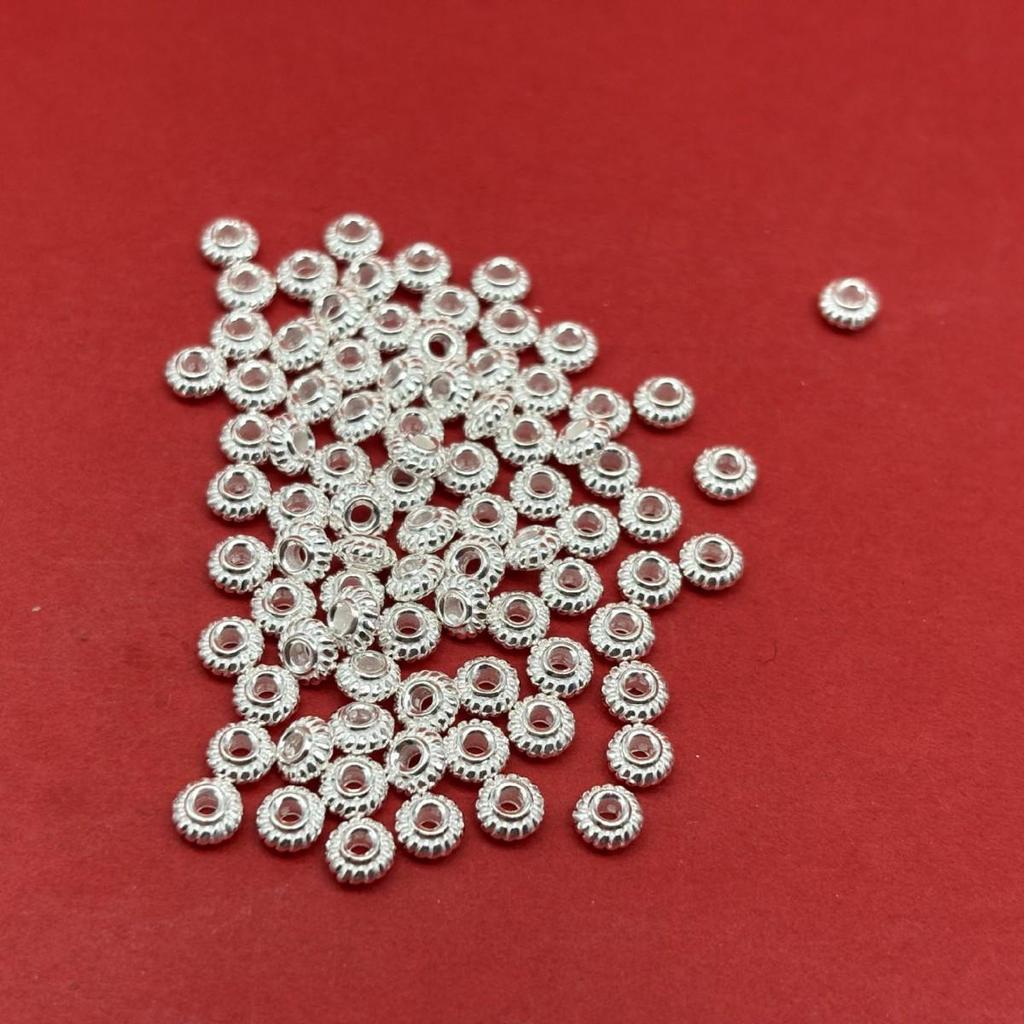 S999 Sterling Silver Striped Lantern Spacer Beads for DIY Bracelets and Jewelry Making