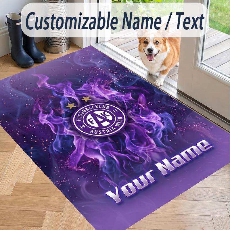 Custom Text Printed Rug Austria Wien FC Non Slip Floor Carpet For Home Room Decor