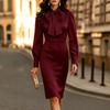 Long Sleeve Plus Size Women Casual Midi Spring Autumn Pencil Dress