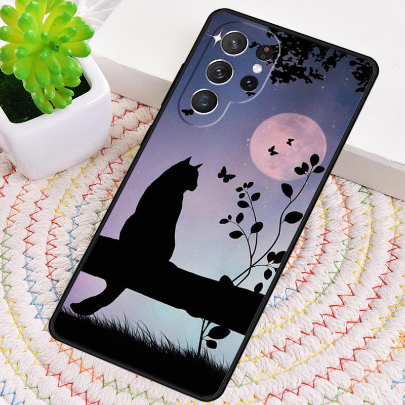 Anime Mond Katze Handyhülle für Samsung Galaxy note 10 pro S26 Ultra S23 S24 FE S25 S21 S22 PLUS stoßfeste Hülle