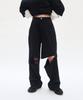Teulimingbeodeu Knee Slit Wide Pants [ Black ]