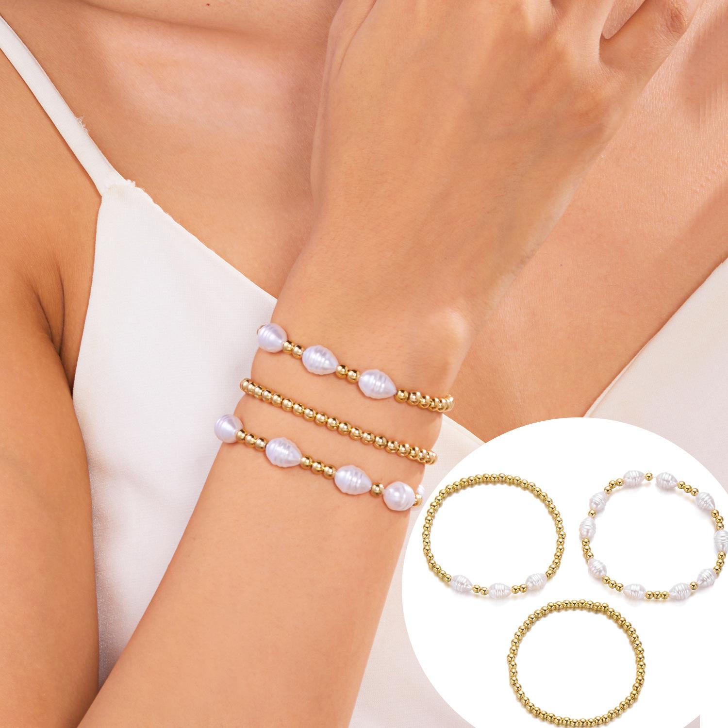 Браслет женский высокий стиль креативный имитация жемчуга любовь бусины браслет крест многослойный составной браслет браслет