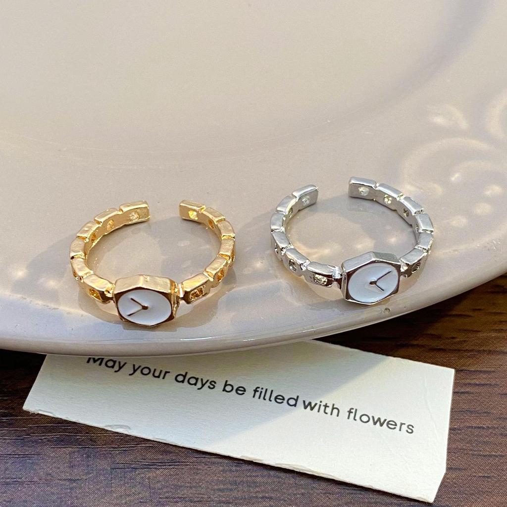 Personality Niche Premium Feel Gilding Golden Watch Opening Ring