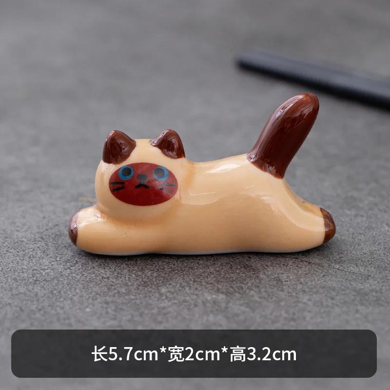 1pc Ceramic Cute Chopstick Holder Tableware Japanese Style Underglaze Restaurant Simple Oval Spoon Bracket Utensil for Kitchen