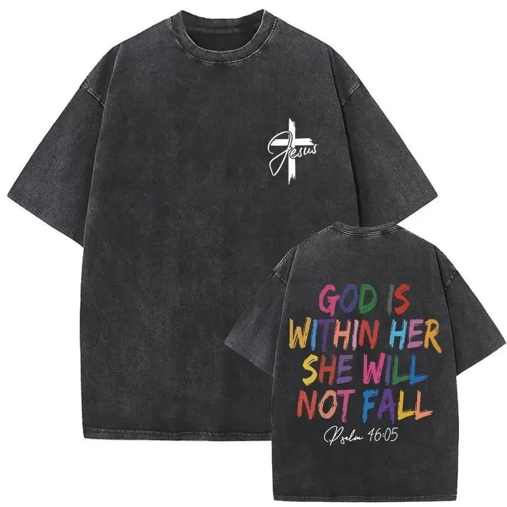 2026 Unisex Clothes Tee Shirt Homme Graphic T-Shirts Men Women Tshirt for Vintage Washed Jesus Is King Short Sleeved Round Neck Y2k