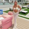 OFTBUY 2025 New Summer Sexy Solid Long Dress Swimsuit Women 3 Pieces Bikini Set Bra Plain Beach Swimwear Female