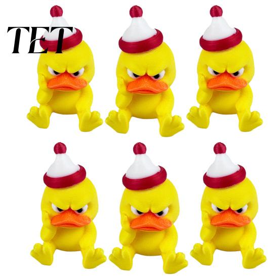 3D Printed Animal Statue Angry Yellow Duck Ornament, Funny Desk Cute Decor Decoration, Miniature Figurine for Home Office Collectible Mini Figure