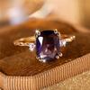 Trendy Purple Zircon Squarel Stone Vintage Gold Color Wedding Bands Engagement Rings For Women Men Minimalist Jewelry