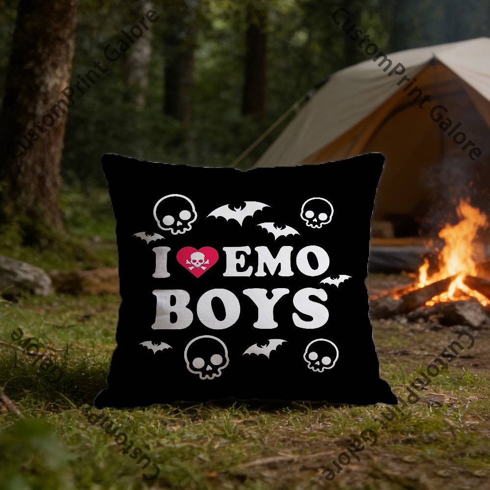 I Love Emo Boys Polyester Printed Pillow Cover Square 30 35 40 45 50 55 cm Soft for Sofa Bed Car Home Decor