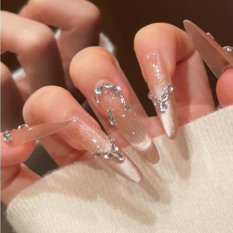 Cat's Eye Wearing Nail Pure Hand-made Nail Piece Fake Nail Wearing Nail Piece Advanced Sense Thin Dog Long