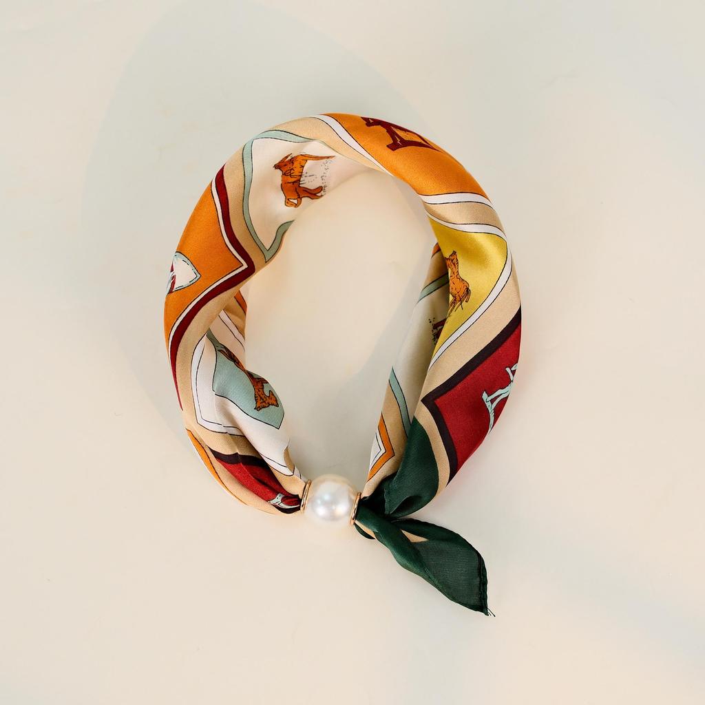 Elegante Sciarpa di Seta Magnetica con Fiori di Cashmere a Pois