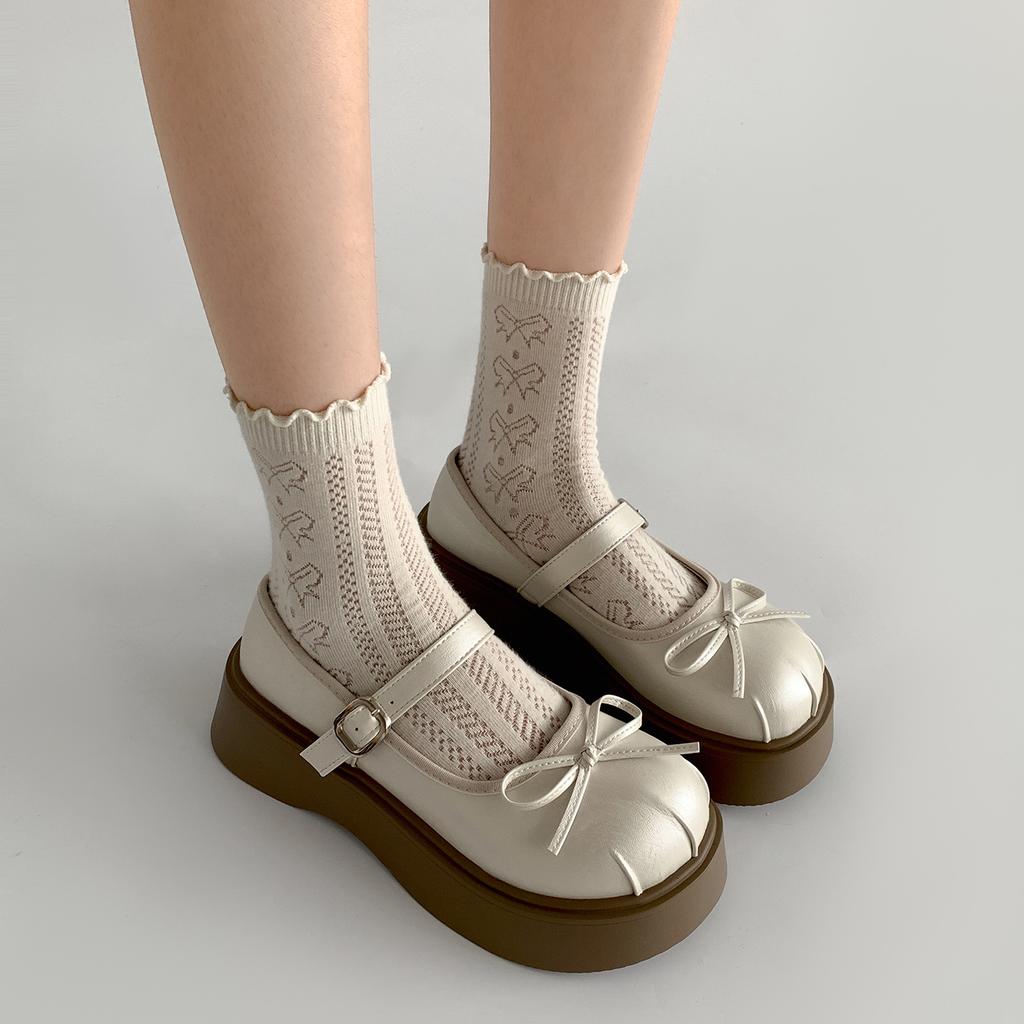 Queen Fan French round head shallow mouth platform single shoes women's summer 2025 new with skirt heightening Mary Jane shoes