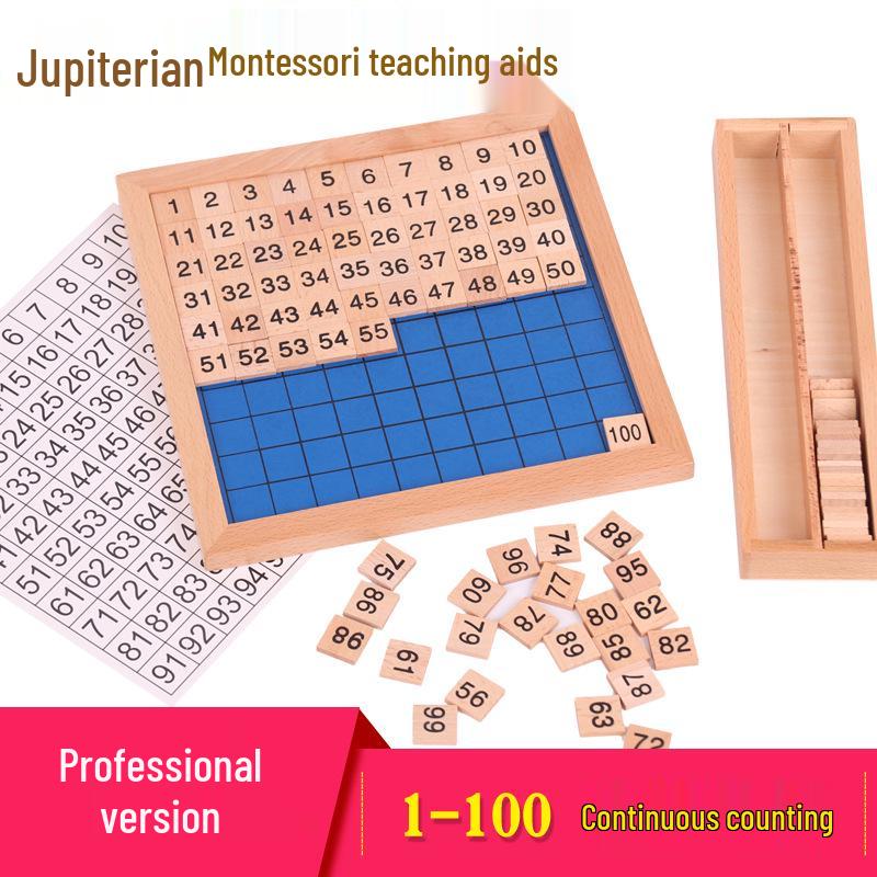 Montessori 1-100 Number Board: Early Education Math Toys for Infants and Toddlers