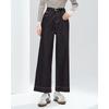 Betu Women's Mid-High Waist Brushed Denim Cropped Wide-Leg Pants