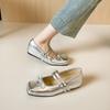 Weiwei girl 8739-1 chaussures simples à bouche légère argent français à rehausse intérieure pour femmes avec nœud Mary Jane
