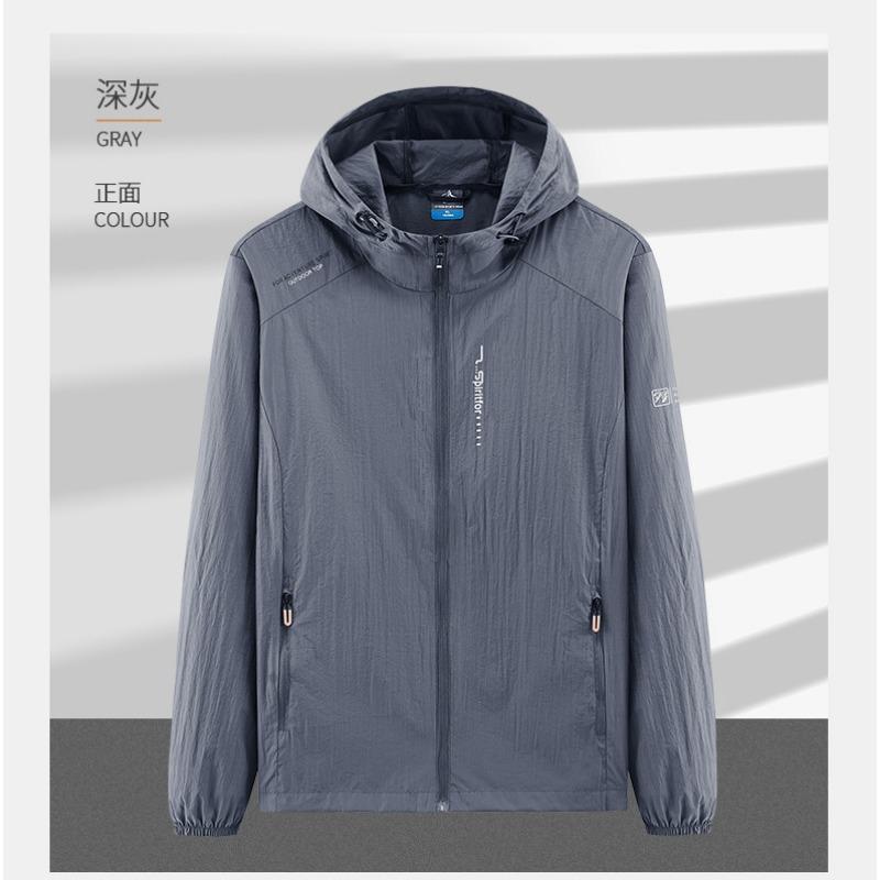 Men's Lightweight Hooded Windbreaker - Quick Dry Outdoor Jacket with Zipper Pockets for Hiking and Daily Wear