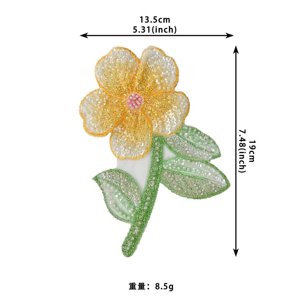 Exquisite Multi-Colored Beaded Sequins Embroidered Flower Clothing Top Dress T-Shirt Decorative Cloth Sticker Accessories