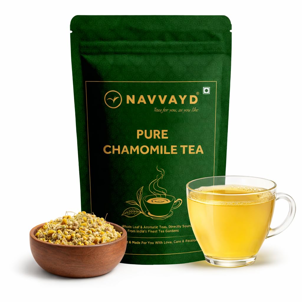 Navvayd Chamomile Flower- Herbal Infusion (100 Grams, 50 Cups), Loose Chamomile Flower Buds, Caffeine-Free