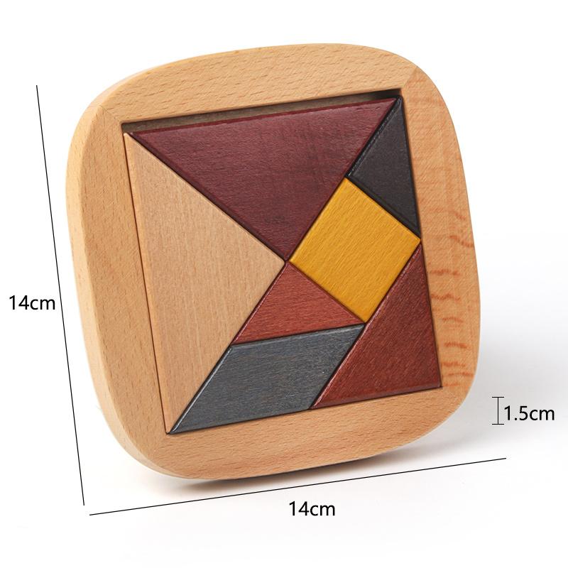 Montessori Wooden Toys Wooden Jigsaw Puzzle for Kids Tangrams Brainstorming Preschool Early Learning Children Logical Thinking