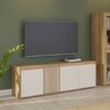 Meuble TV ELISTON – Blanc Mat & Chêne – 4 Portes – 174,3 × 41,5 × 56,1 Cm