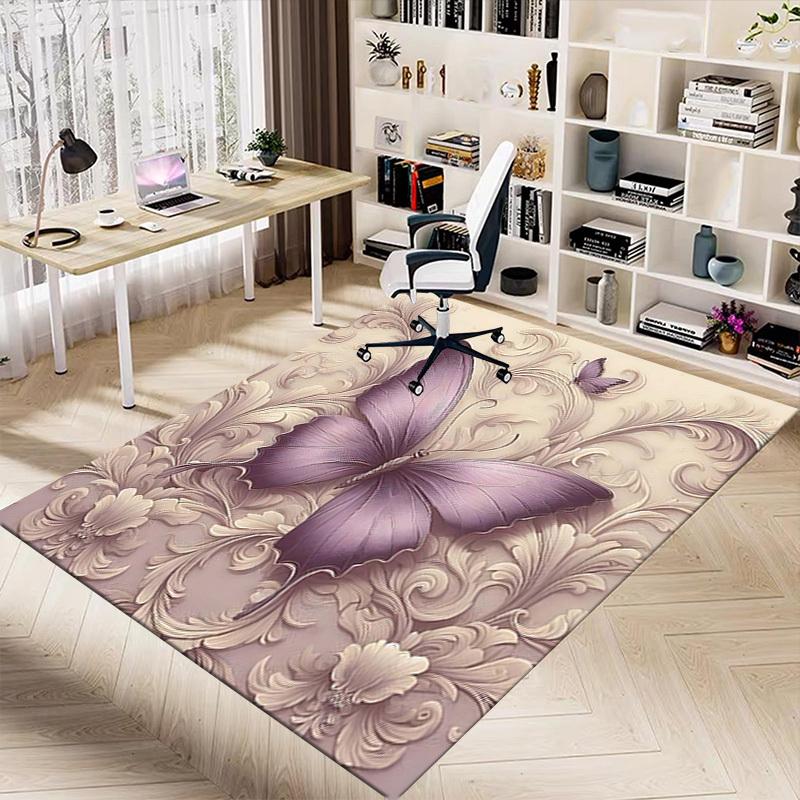 1PC Butterfly Floral Anti-slip carpet, suitable for Office, bedroomand playrooms. It can also be used as a sofa footrest cover-R85