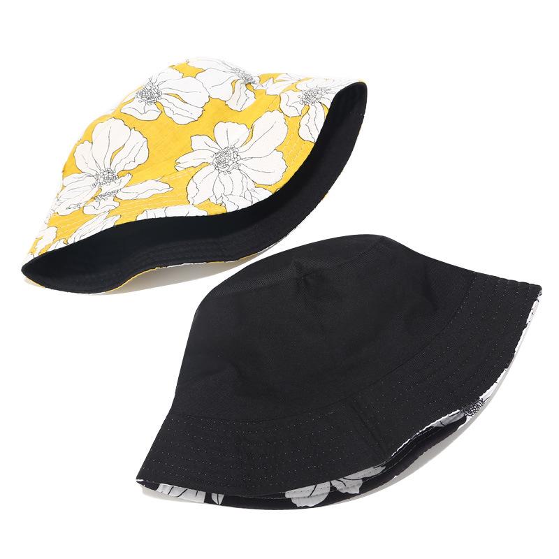 New Ethnic Style Flower Bucket Hat Trendy Women Sunscreen Sunshade Double-sided Basin Hat Hot Hat