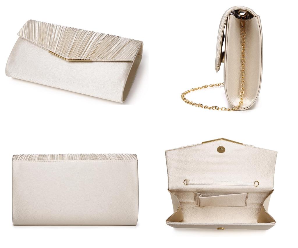 SUNSPOT Women's Large Party BagClutch Bag for Weddings, Champagne Gold