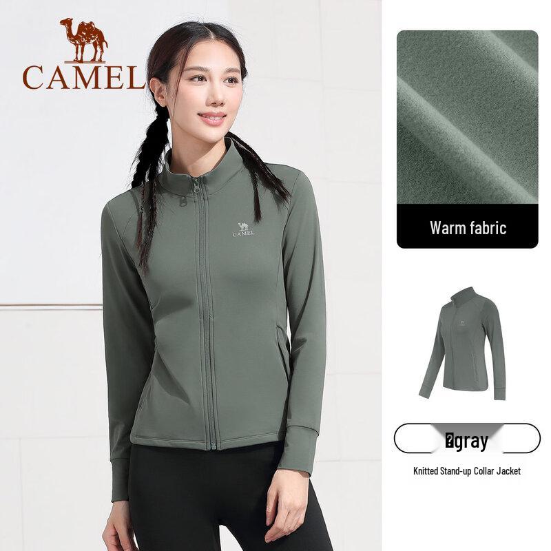 CAMEL Women s Knit Stand Collar Jacket