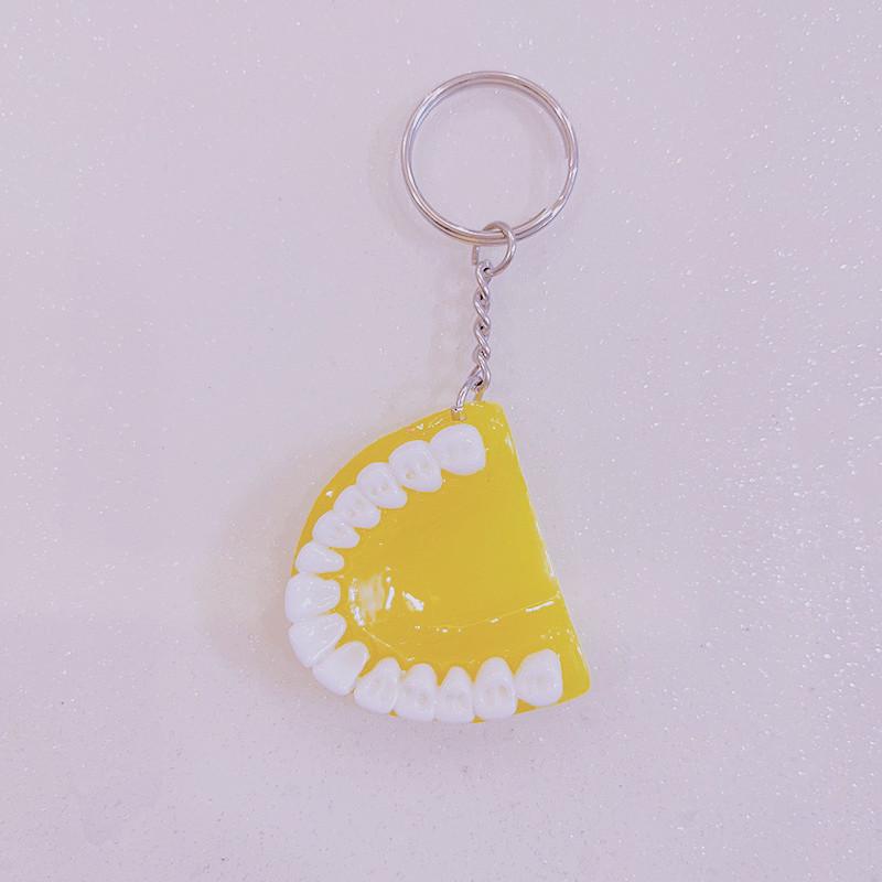 Denture Keychain & Earrings Set: Creative Resin Denture with Charms - Unique Gift Idea