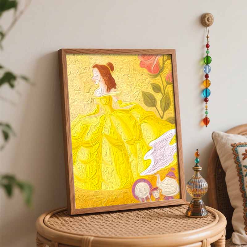 Disney oil painting Beauty and the Beast Belle handmade diy art painting home decoration