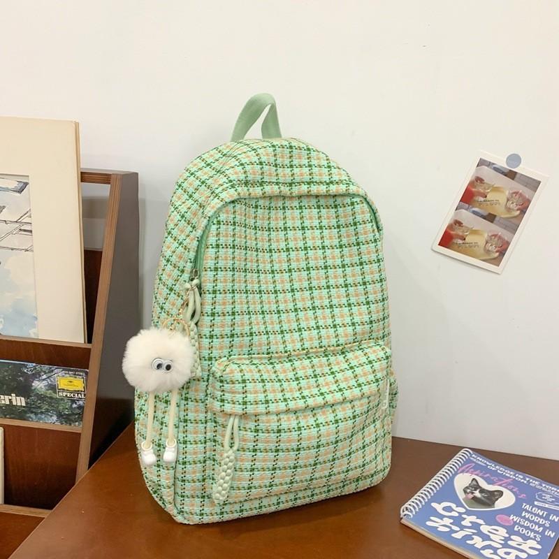 Chic Japanese Plaid Backpack High Quality Lightweight Long-lasting Design