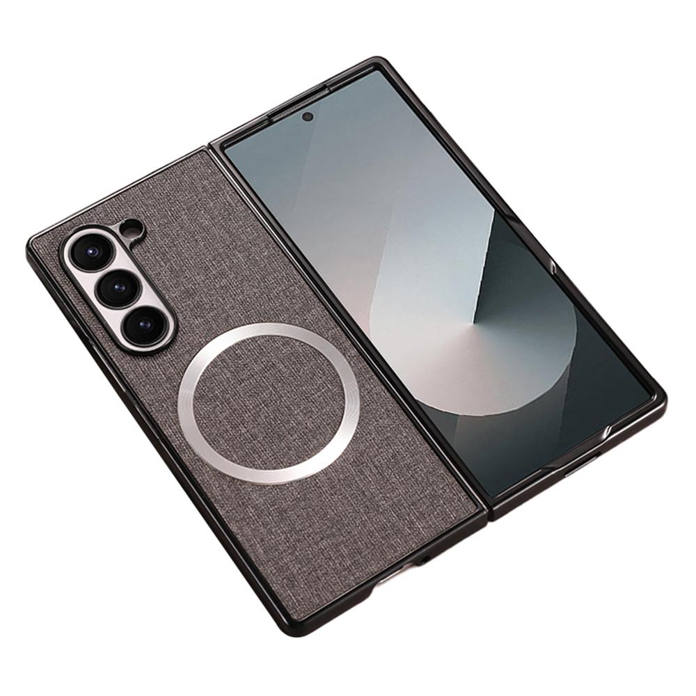

Чехол для Samsung Galaxy Z Fold6 5G, противоударная задняя крышка для телефона из ПК+ткани, совместимая с MagSafe Grey