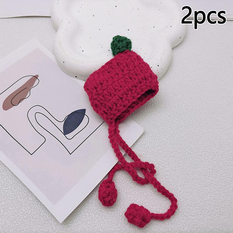 

2шт милий ляльковий будиночок капелюх для ляльки міні ремінці ручної роботи ткані гачок в язані вовняні чохли на голову своїми руками лялька прикраса іграшка для дітей кавовий