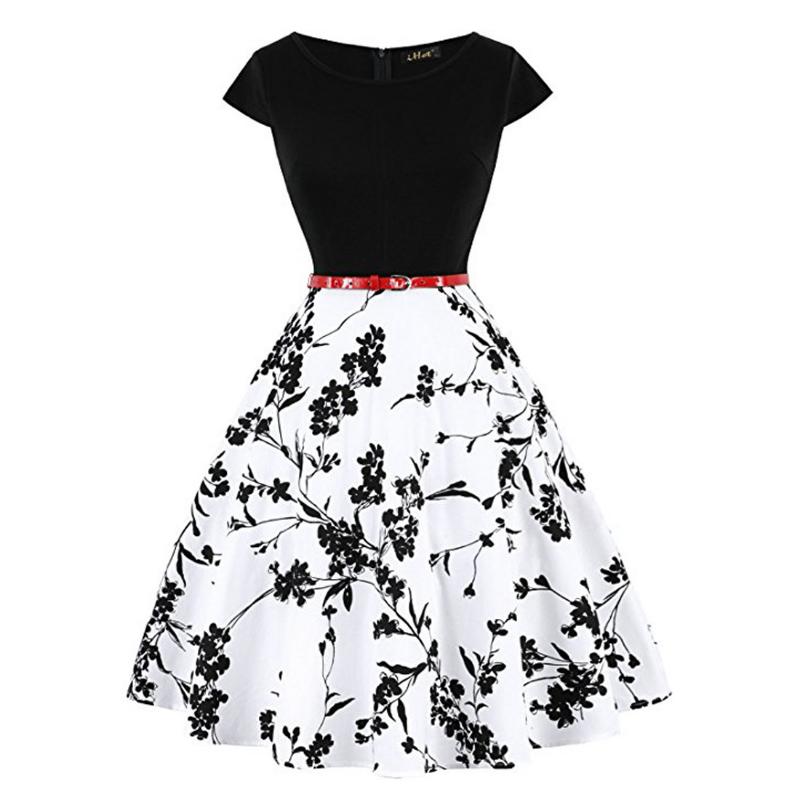 Women's Sunskirt Summer Dress Pullover Round Neck Printed Slim Fit Short Sleeve Dress Beach Dress Plus Size