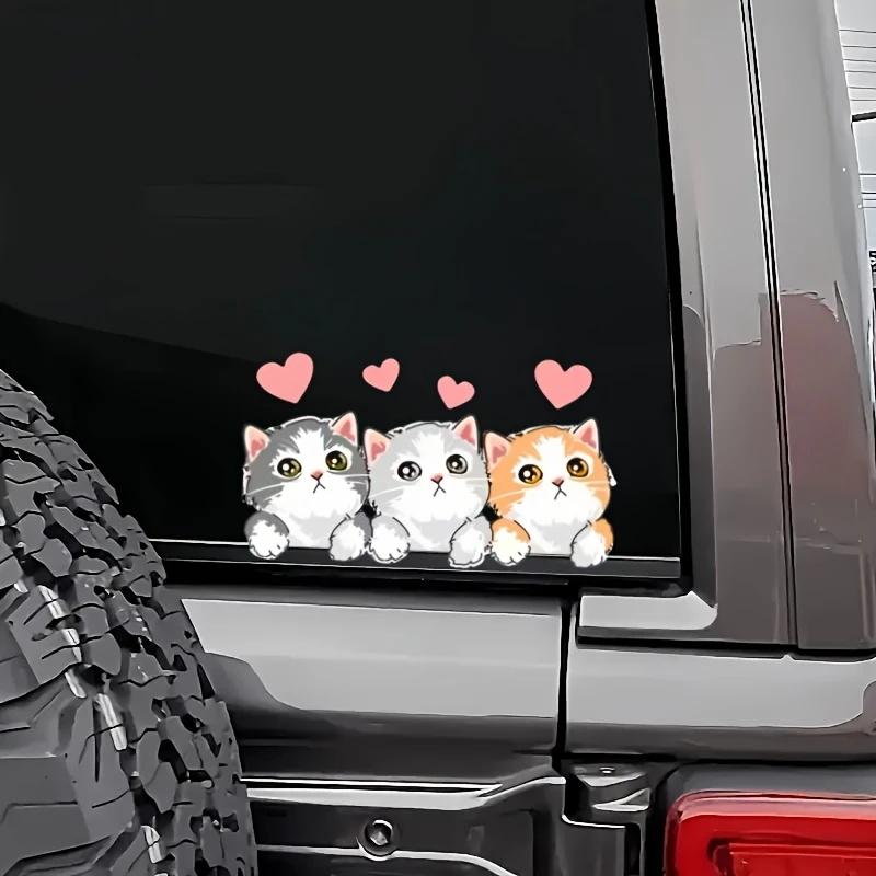 Adorable Cat Car Sticker Self-Adhesive Vinyl Bumper & Window Decal for Home, Life, and Animal Theme, Home Decoration, Indoor & Outdoor Use JM18