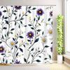 Asian Style Floral Shower Curtain Birds Tree Branch Flowers Plant Leaves Butterfly Bathroom Decor Fabric Bath Curtain with Hooks