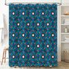 Blue Flower Shower Curtain, Bath Decor Multicolor Floral Pattern Fabric Shower Curtain Waterproof Bathroom Accessory for Home De