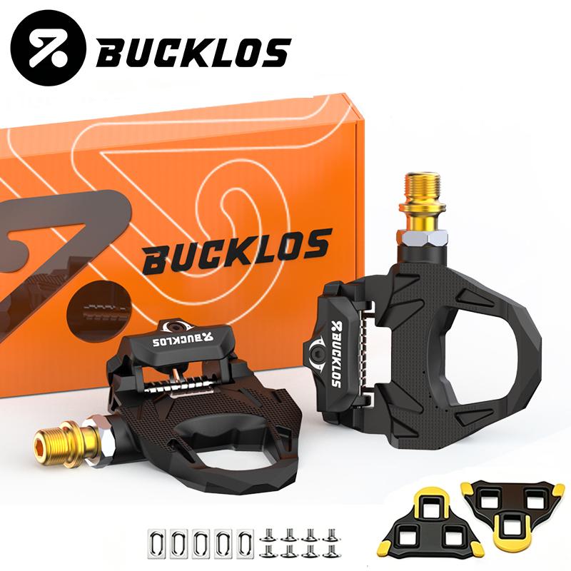 BUCKLOS Road Bike Pedals for SPD-SL Bicycle Self-Locking Pedal with Cleats Wear Resistant Bike Racing Clipless Pedals Ultralight чёрный