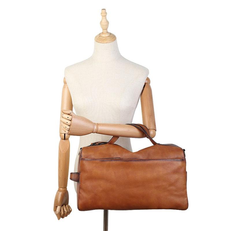 Genuine Leather Travel Bags for Men Women Large Capacity Handbags Vintage Design Shoulder Bag GZW