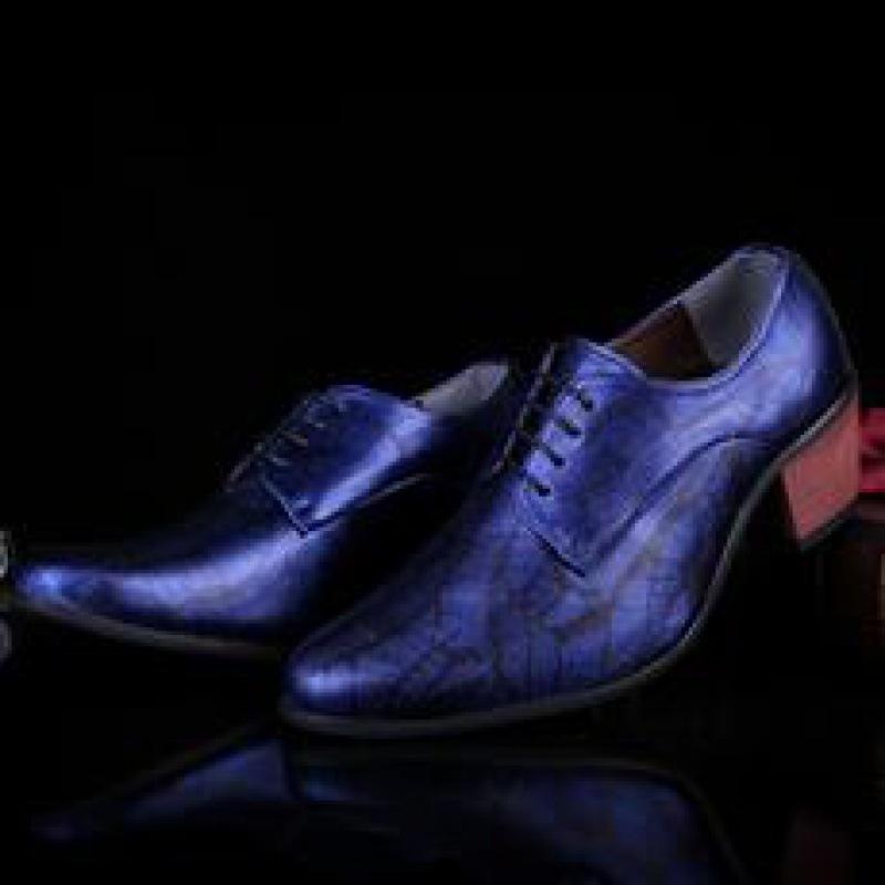 

Men s high-heeled pointed leather shoes flower-faced leather shoes hairstylist casual leathershoes 38 синий