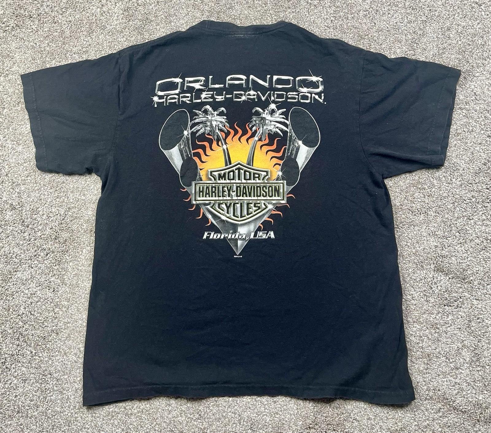 Harley Davidson Motorcycles T-Shirt Orlando Exhaust Pipes Men’s Size Large Black Unisex T-Shirt XXL