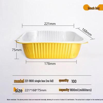 Handun 1800ml Aluminum Foil Takeaway Food Containers (100-Pack)