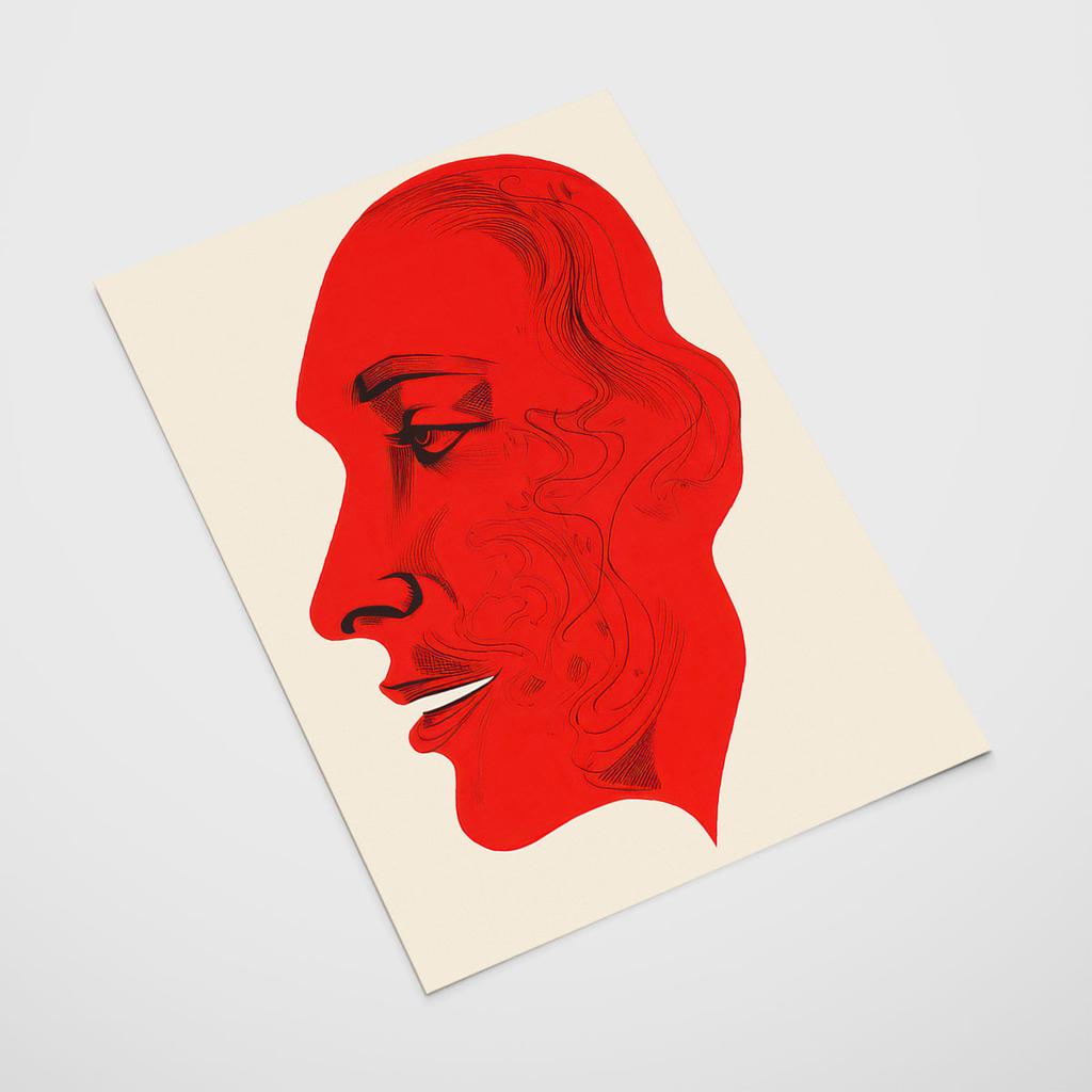Plakat czerwona twarz ilustracja