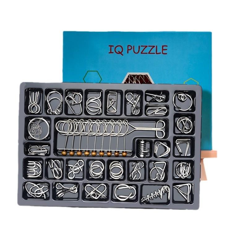 24-Piece Kongming Interlocking Rings Puzzle Set for Children - Fun Disentanglement Challenge