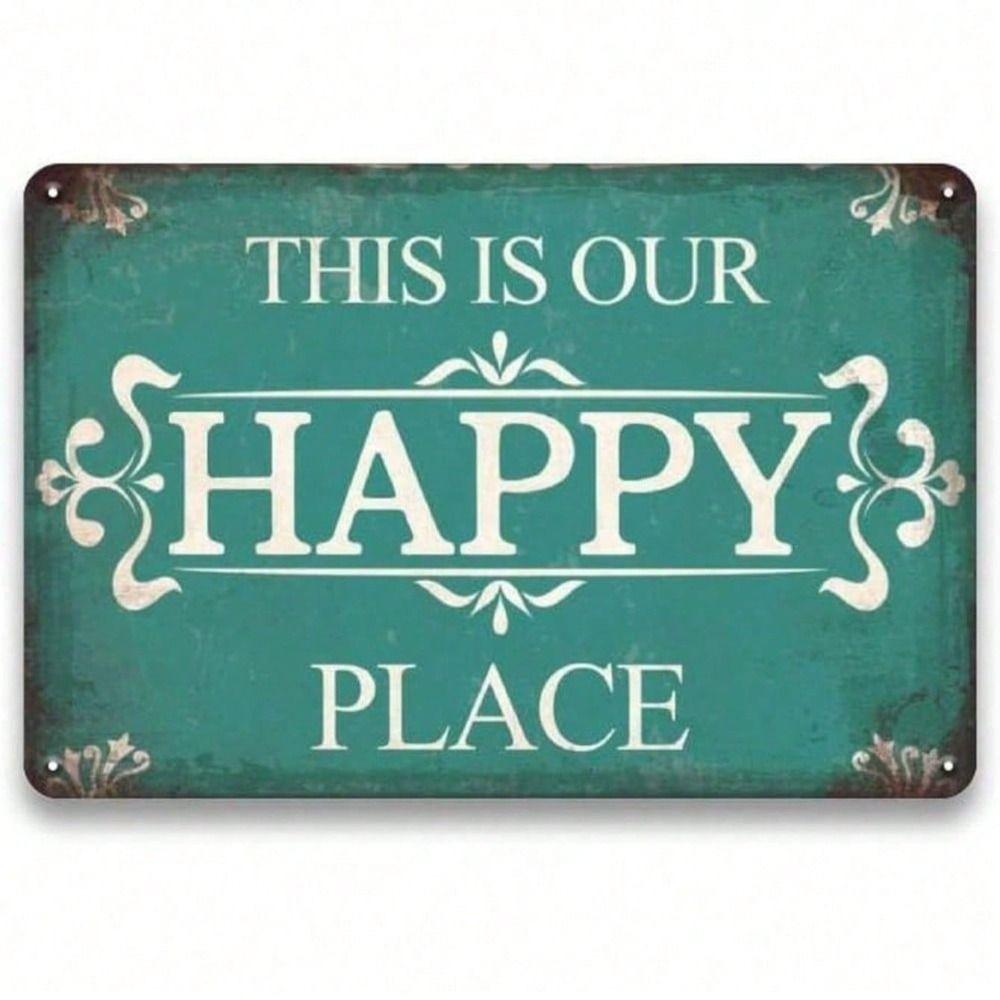 Metal Wall Art Vintage This Is Our Happy Place Sign Home Decor Garden Decoration
