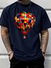 Unisex Short Sleeve T Shirt Colorful Hot Air Balloon Graphic Tee Vibrant Print Tops Summer Soft Cotton Casual Wear For Adult Male