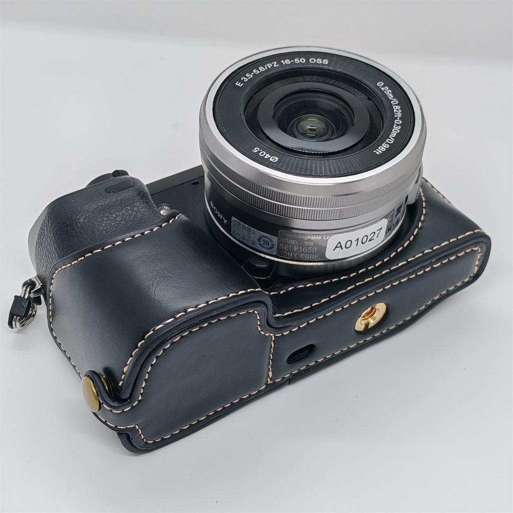 For Sony NEX-7/NEX-6 Half Body Camera Cover with Battery Access PU Leather Bottom Case
