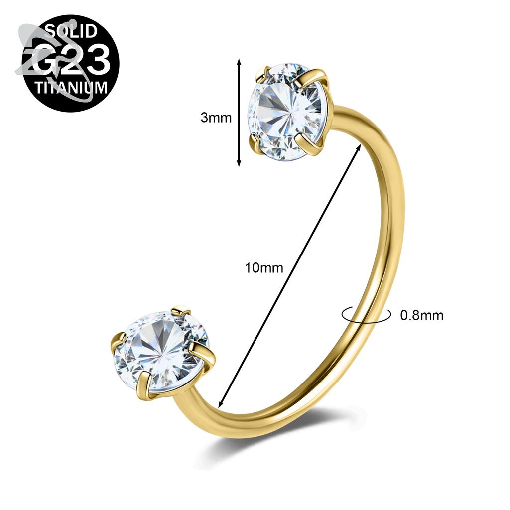 ZS 1 Stück 20G G23 Titanstahl Hufeisen Nasenring Damen Herren Farbiger CZ Kristall Nasenpiercing Ohr Helix Tragus Lippenpiercings